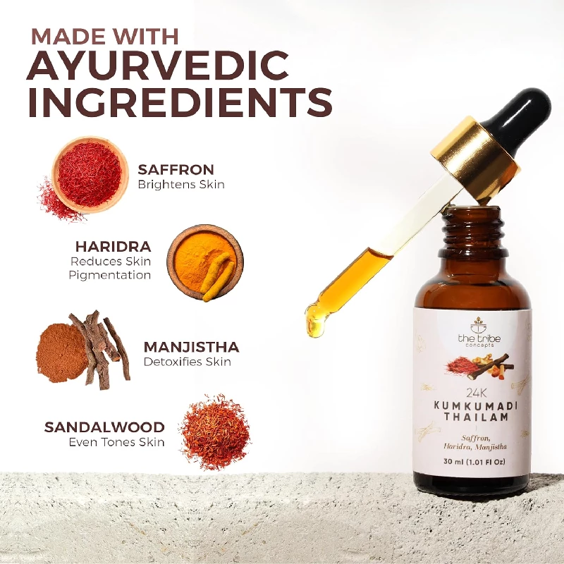 The Tribe Concepts 24k Kumkumadi Thailam with 100 Chemical Free & Natural, 30 ml-5.webp